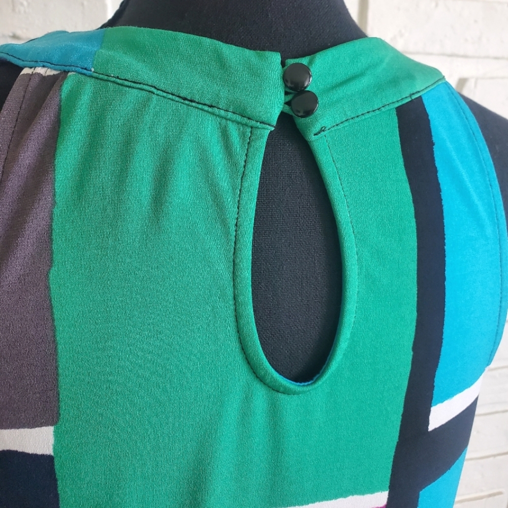 Ann Taylor Loft Dress Mod Colourblock Sleeveless Halter Retro Pop Art Small - Picture 9 of 11